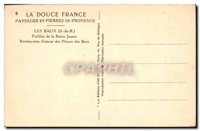 Les Baux (B.-du-R.) — Pavilhão da Rainha Jeanne — Éditions d'Art YVON — Verso