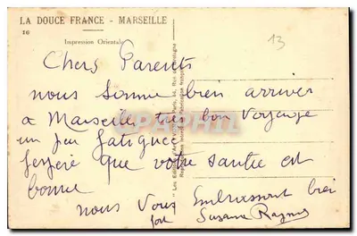 Vista de Marselha — editor 'La Douce France' n°16 — Verso