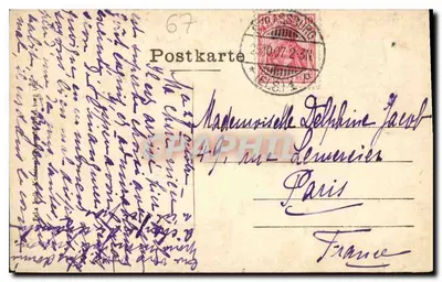 Stara pocztówka Strasbourg Rue Manteuffel — Rewers