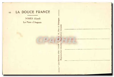 Nîmes (Gard) — Drzwi Augustusza — Wydawca: Les Éditions d'Art YVON, Paryż — Rewers