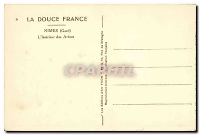 Nîmes (Gard) — O Interior das Arênes — Éditions d'Art Yvon — Verso