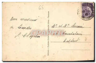Lourdes — Les Rampes et la Basilique au fond, l'Arbiden — Éditions L. F. Roubaud, n° 822 — Verso