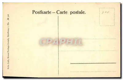 Estrasburgo, Catedral — vista de la fachada y del campanario — editor Felix Loth, n° 716 — Reverso
