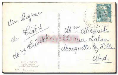 Alleye Rosierów — Tarbes — Wydawnictwo Jardin Motsey — Rewers
