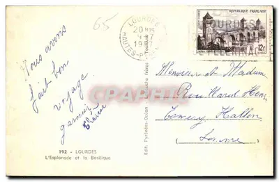 Esplanada i Bazylika — Lourdes — Wydawca Lautuche Frères, n° 192 — Rewers