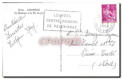 Lourdes — La Basilique et le Pic du Jer — Édition P. Doucet — Verso