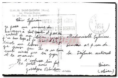 Publiczny ogród w Saint-Quentin — Champs-Élysées — Cigogne — Rewers