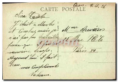Caen — Vista geral — editor Martin-Docquet, Caen, n°66 — Verso