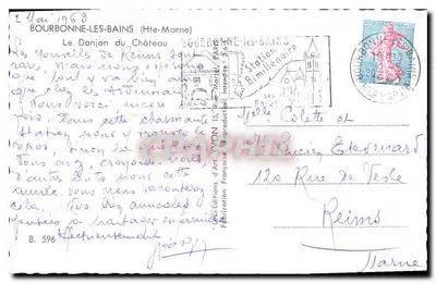 O Donjon do Castelo — Bourbonne-les-Bains — Les Éditions d'Art Wonn (reprodução) n°596 — Verso