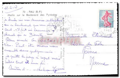 Manhã sobre o Boulevard des Pyrénées — Pau — Edições Francesas — Verso