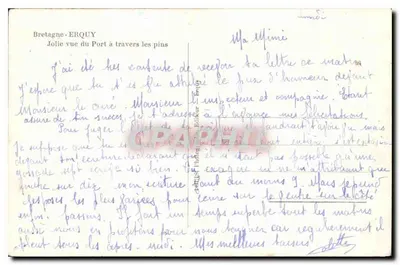 Erquy — Bella vista del porto attraverso i pini — Louisy — Verso