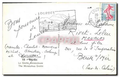 La Grotta miracolosa — Lourdes — Edizione Photo Dabault, n°52 — Verso