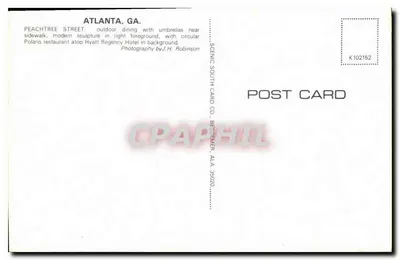 Atlanta, GA — Peachtree Street — Scenic South Card Co. — Verso