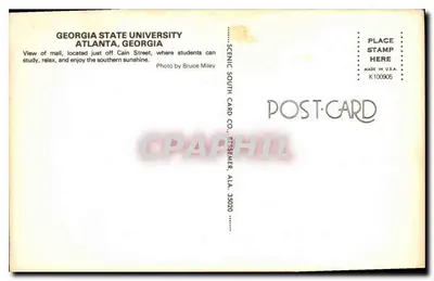 Universidade Estadual da Geórgia — vista do mall, Atlanta, Geórgia — Scenic South Card Co. — Verso