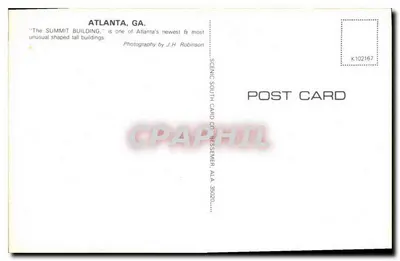 Atlanta, GA — O Summit Building — Scenic South Card Co. — Verso
