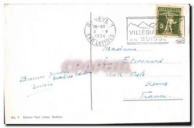 Genewa. Most Bergues i Wyspa J.J. Rousseau — Wydawnictwo Paul Lebet, nr 7 — Rewers
