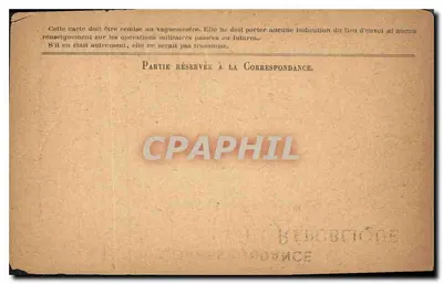Korespondencja Armii Republiki — Karta w zwolnieniu — Rewers