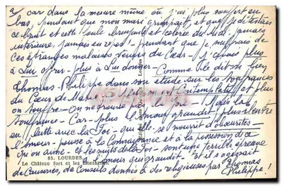 Silny zamek w Lourdes — tła z górami — wydawca 'Lan' n°65 — Rewers