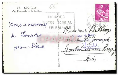 Lourdes — Ogólny widok na Bazylikę — Wydawnictwo P. Doucet — Rewers