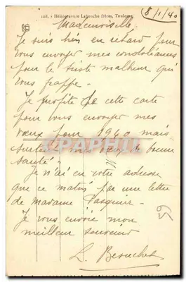 Cauterets-Gavarnie — Oulettes de Gaube i północny zbocze Vignemale (3399 m.) — Héliogravure Labouche frères, nr (17) — Rewers