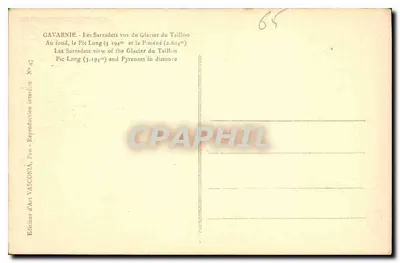 Los Sarradets vistos desde el Glaciar del Taillon — Gavarnie — Ediciones de Arte Vasconia, Pau — Reverso