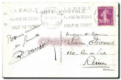 La Baule-sur-Mer (L.-Inf.) — O Hotel L'Hermitage (Ferd Ménard, arquiteto) — A B, — Verso