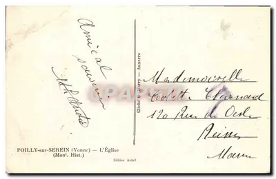 Poilly-sur-Serein — A Igreja — Edição Aubel — Verso