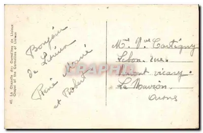 Interior da capela das Carmelitas de Lisieux — editor desconhecido, n°40 — Verso