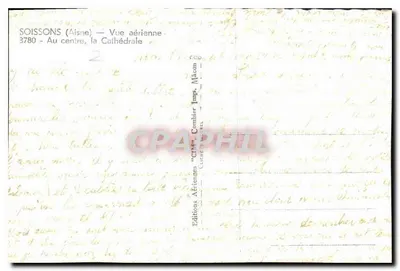 Soissons (Aisne) — Widok z powietrza — W centrum, katedra — Wydawnictwo Aériennes 'CIM', Macon — Rewers