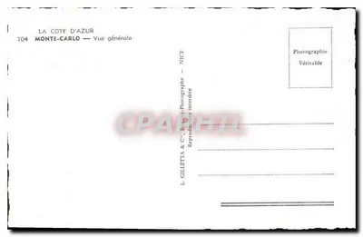Monte-Carlo — Vista Geral — L. Gilletta & Cie, Nice, n°704 — Verso