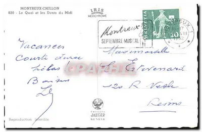 Montreux-Chillon — Quai i Zęby Południa — Wydawnictwo Jaeger Genewa, nr 820 — Rewers