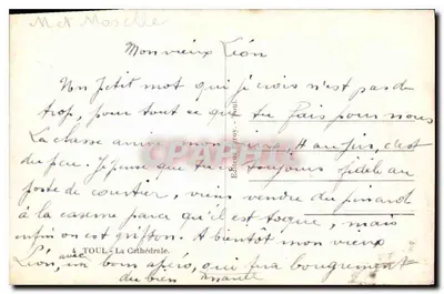 La Catedral de Toul — vista interior — Editor J. Leroy, n°4 — Reverso
