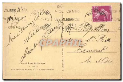 Aussicht der Promenade des Anglais in Nice — Côte d'Azur — Verlag L. Gilletta et Cie, 132, Nice — Rückseite