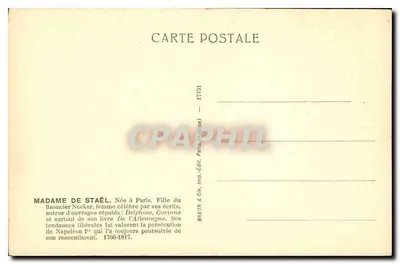 Madame de Staël — (1766-1817) — BRAIN & Cie, Paris (França) — n° 17131 — Verso