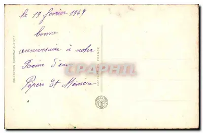 Fille tenant un panier de fleurs — Anniversaire — Noter — Verso