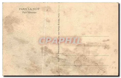 Paris à Noite — Parque Monceau — Editora das Pequenas Ouvrages, Paris — Verso