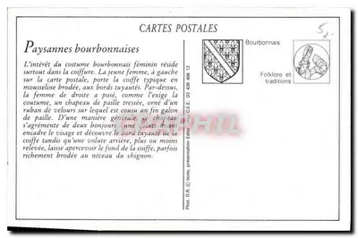 Jonge boerenmeisjes uit het Arrondissement Montluçon — Uitgave C.E.E. n° 400 — Achterkant