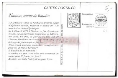 Nantua — Estátua de Alphonse Baudin — Editor Spirali, n° 01 — Verso