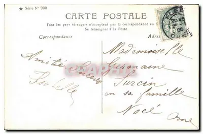 Casal amoroso — texto impresso e decorativo — Série N° 900 — Verso