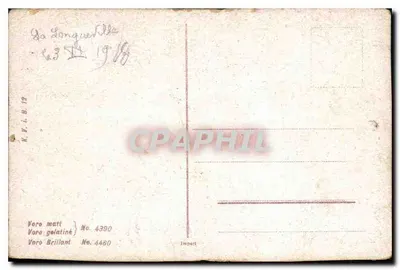 Młoda kobieta w sukni z wstążkami — trzymająca bukiet kwiatów — Vero mati, Nr 4390 — Rewers