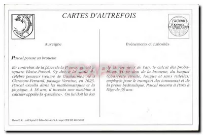 Clermont-Ferrand — Praça Blaise Pascal e Rua André Moinier — A Auvergne Pittoresca — Verso