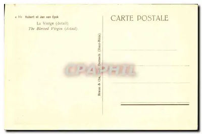 La Vergine (dettaglio) — dettaglio dell'opera di Hubert e Jan van Eyck — edita da Braun & Cie, stampa Dornach (Alto Reno) — Verso