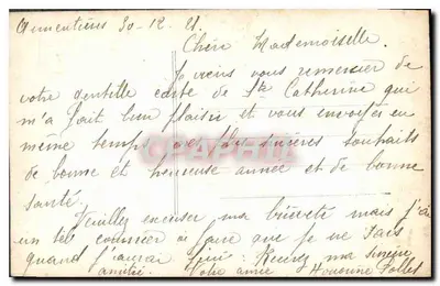 Mulher de pele de animal segurando um buquê — Boa Ano — V.P.V. PARIS 545 — Verso