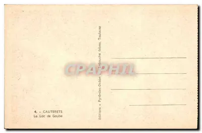 Jezioro Gaube — Cauterets — Wydawca: Labouchouche frères — Rewers