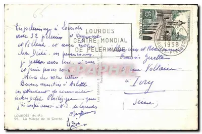 Nasza Panienka z Grotki — Lourdes — Wydawnictwo E. Cunault — Rewers