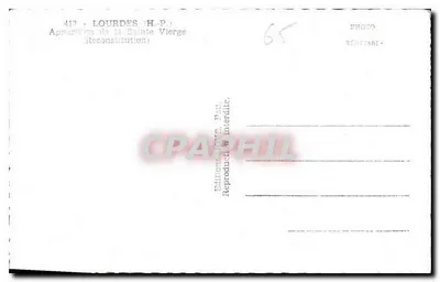 Aparecimento da Virgem em Lourdes — reprodução — H.P. n°413 — Verso
