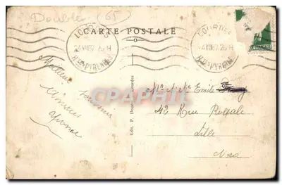 Lourdes — Widok na rzekę Gave i Zamek — P.D. — Rewers