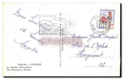 La Grotta Miracolosa — Lourdes — Ediciones YAN 20-M-43 — Reverso