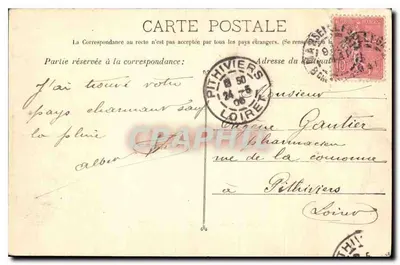 Marseille — Pałac Longchamp — widok z ogrodu z fontanną i budynkami — karta pocztowa nr 2 — Rewers