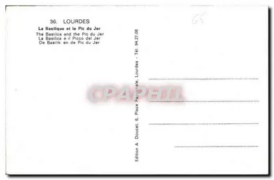Lourdes — Bazylika i Pic du Jer — Wydawca Edluf — Rewers